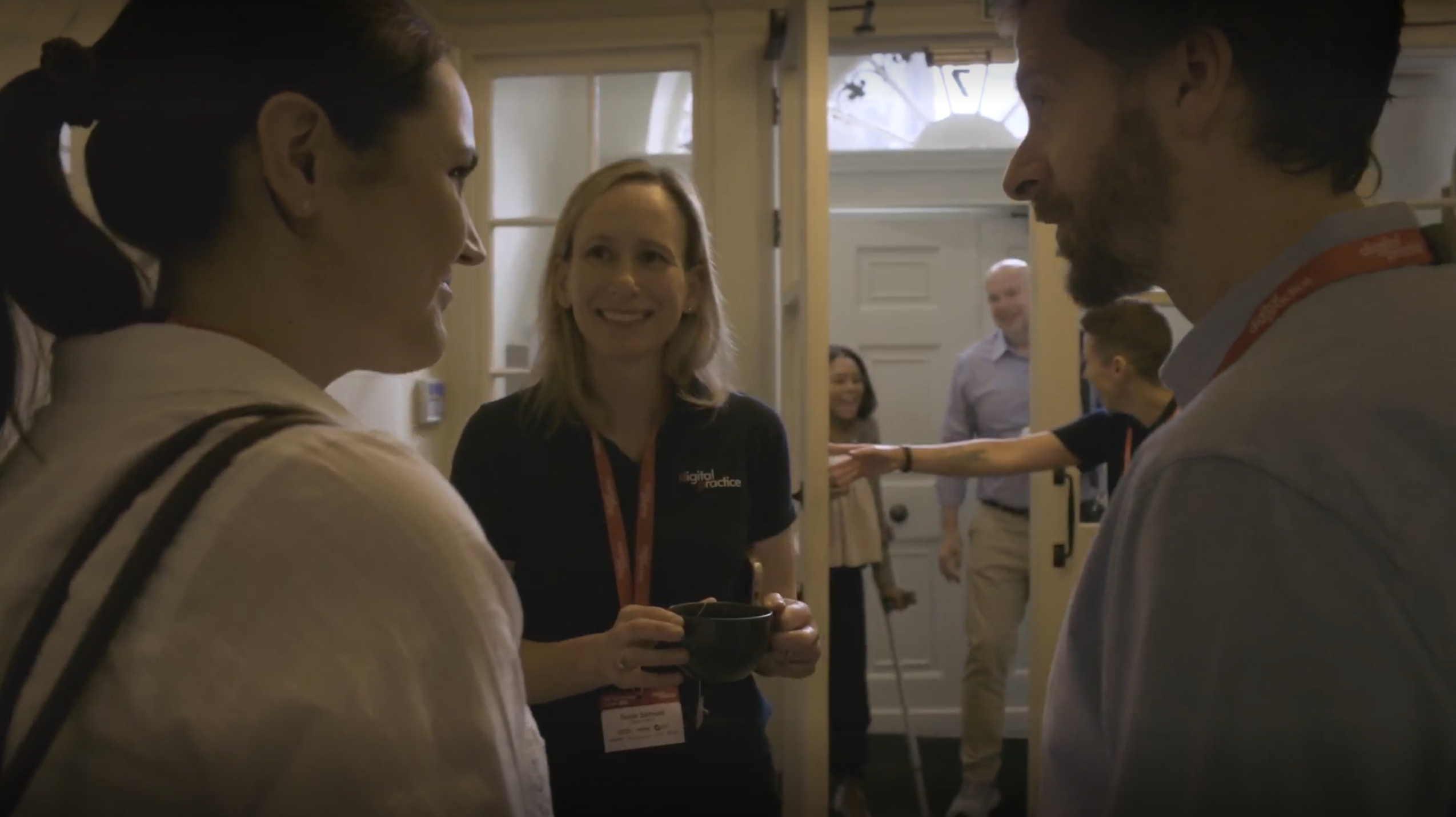 Attendees chatting with a Digital Practice team member during a break at Vet Technology Forum 2026 in London